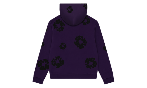 Black Cotton Wreath Hoodie "Purple" DT354